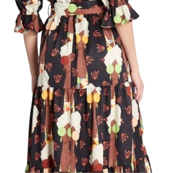 Hutch X ModCloth Dress Let’s Go Boho Brown Black Multi Maxi Size 4 - Picture 7 of 16